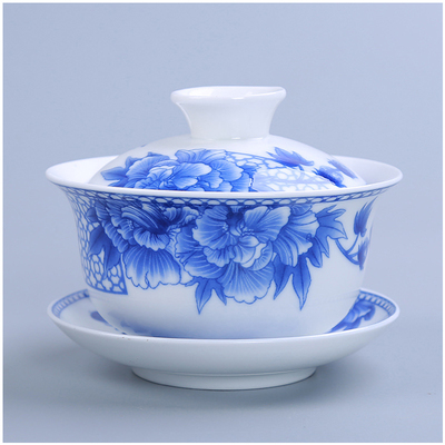 景德鎮(zhèn)手繪青花陶瓷蓋碗定制